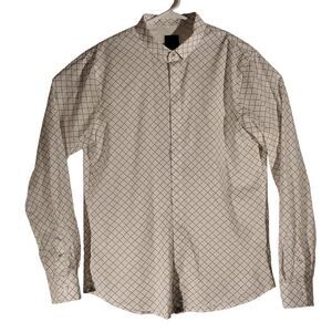Armani Exchange A/X shirt mens M Medium white all over slim fit long sleeve